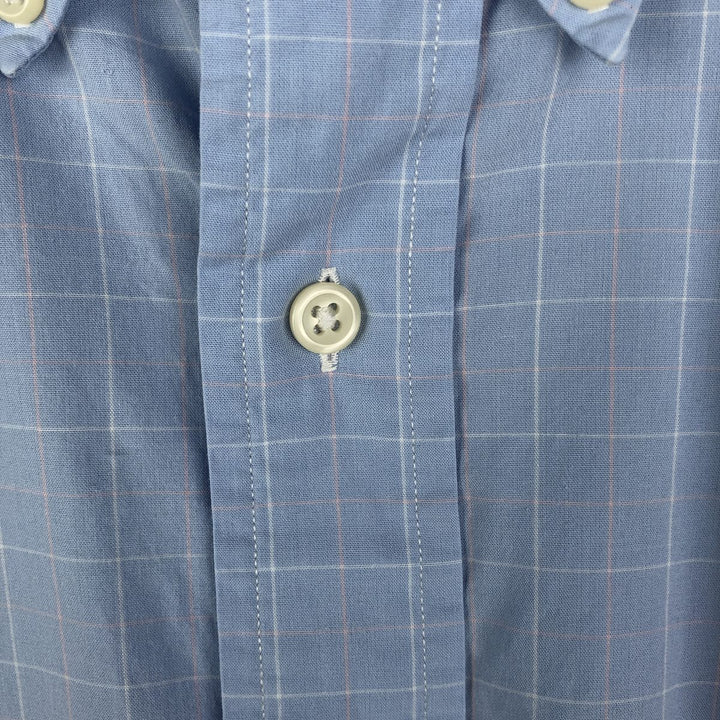 Ralph Lauren YARMOUTH Long Sleeve Button-Down Check Shirt, Men's Size L cotton Blue type light blue Vintage Second Hand