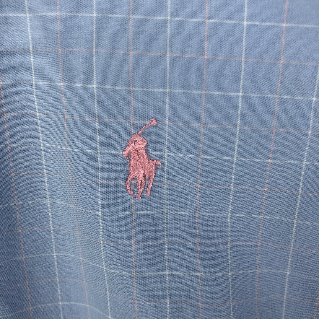 Ralph Lauren YARMOUTH Long Sleeve Button-Down Check Shirt, Men's Size L cotton Blue type light blue Vintage Second Hand