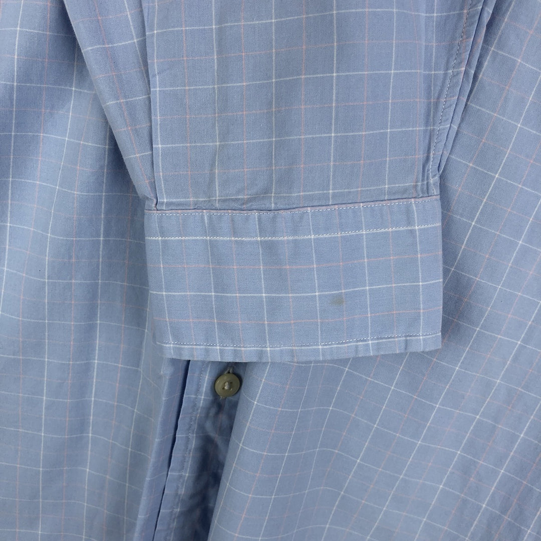 Ralph Lauren YARMOUTH Long Sleeve Button-Down Check Shirt, Men's Size L cotton Blue type light blue Vintage Second Hand