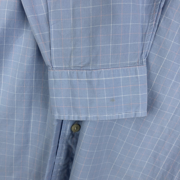 Ralph Lauren YARMOUTH Long Sleeve Button-Down Check Shirt, Men's Size L cotton Blue type light blue Vintage Second Hand