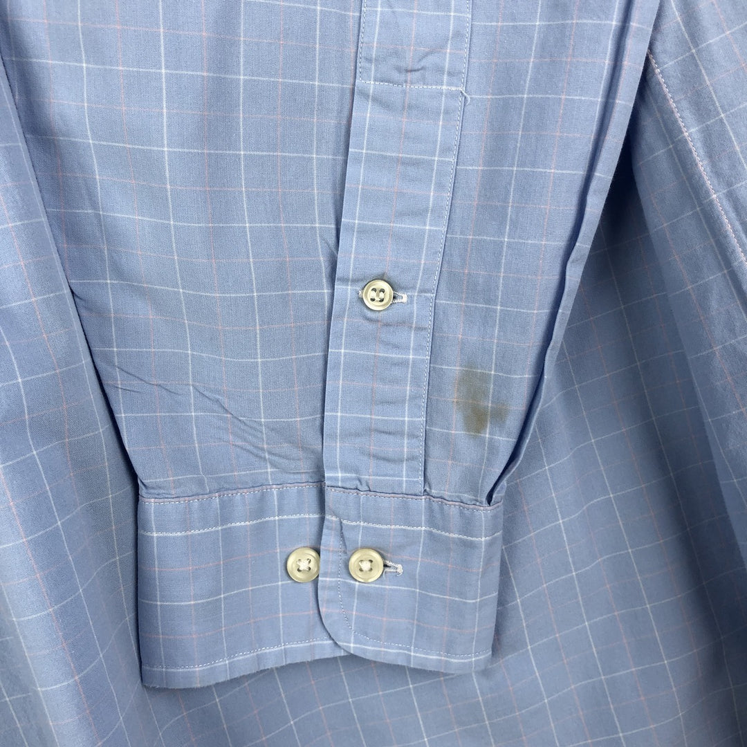 Ralph Lauren YARMOUTH Long Sleeve Button-Down Check Shirt, Men's Size L cotton Blue type light blue Vintage Second Hand
