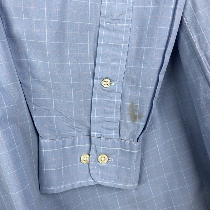 Ralph Lauren YARMOUTH Long Sleeve Button-Down Check Shirt, Men's Size L cotton Blue type light blue Vintage Second Hand