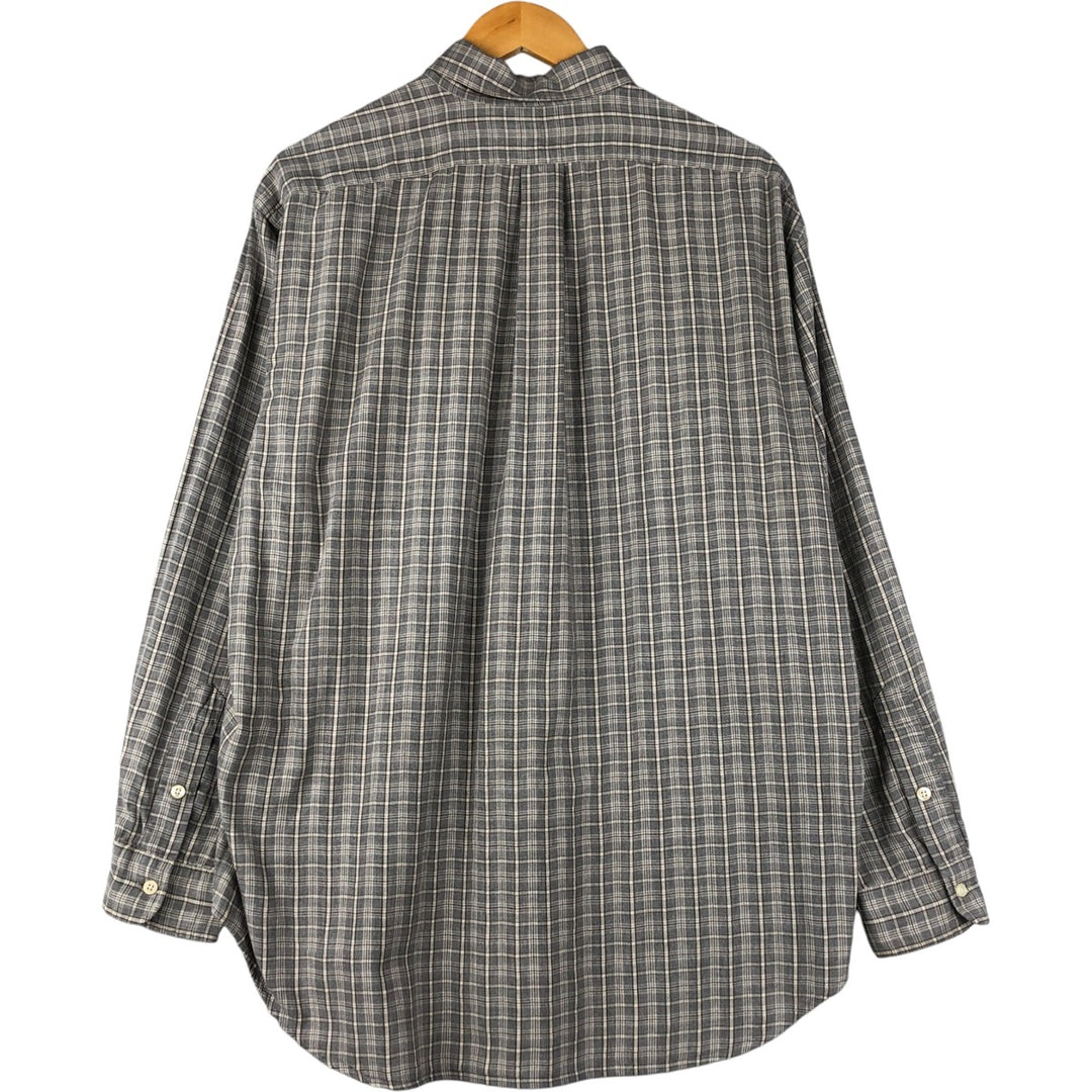 Ralph Lauren BLAIRE long sleeve button down check shirt, men's size L cotton gray type Vintage Second Hand