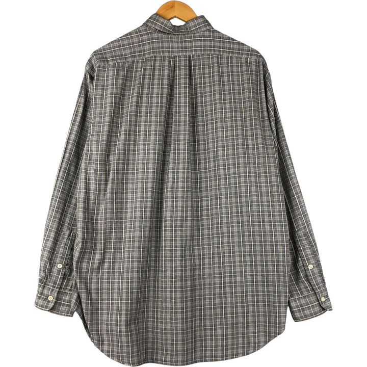 Ralph Lauren BLAIRE long sleeve button down check shirt, men's size L cotton gray type Vintage Second Hand