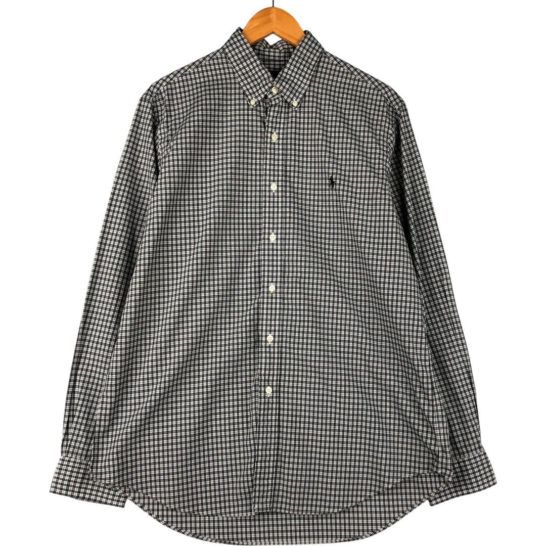 Ralph Lauren long sleeve button down check shirt, men's size L cotton black type Vintage Second Hand