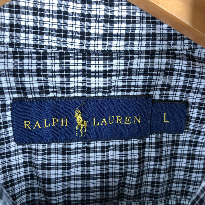 Ralph Lauren long sleeve button down check shirt, men's size L cotton black type Vintage Second Hand