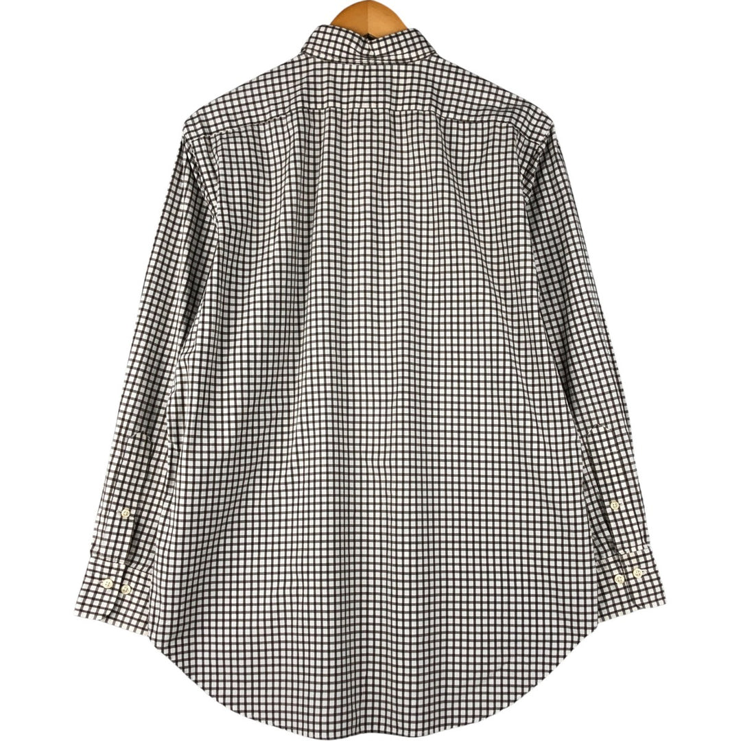 Ralph Lauren POLO by Ralph Lauren ESTATE gingham check wide collar long sleeve check shirt, men's size M cotton brown type Vintage Second Hand