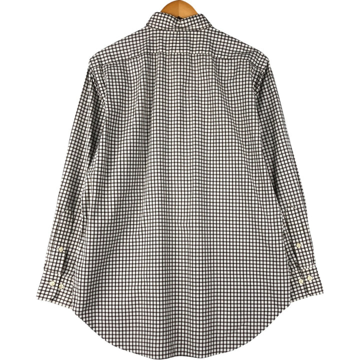 Ralph Lauren POLO by Ralph Lauren ESTATE gingham check wide collar long sleeve check shirt, men's size M cotton brown type Vintage Second Hand