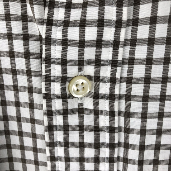 Ralph Lauren POLO by Ralph Lauren ESTATE gingham check wide collar long sleeve check shirt, men's size M cotton brown type Vintage Second Hand