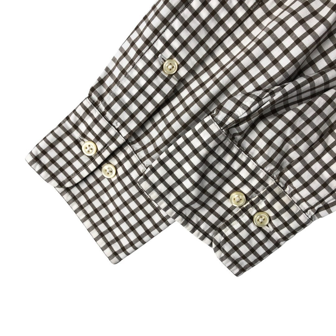 Ralph Lauren POLO by Ralph Lauren ESTATE gingham check wide collar long sleeve check shirt, men's size M cotton brown type Vintage Second Hand