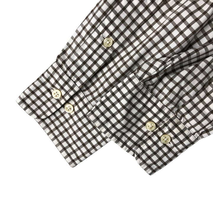 Ralph Lauren POLO by Ralph Lauren ESTATE gingham check wide collar long sleeve check shirt, men's size M cotton brown type Vintage Second Hand