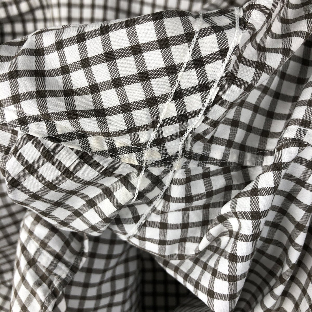 Ralph Lauren POLO by Ralph Lauren ESTATE gingham check wide collar long sleeve check shirt, men's size M cotton brown type Vintage Second Hand