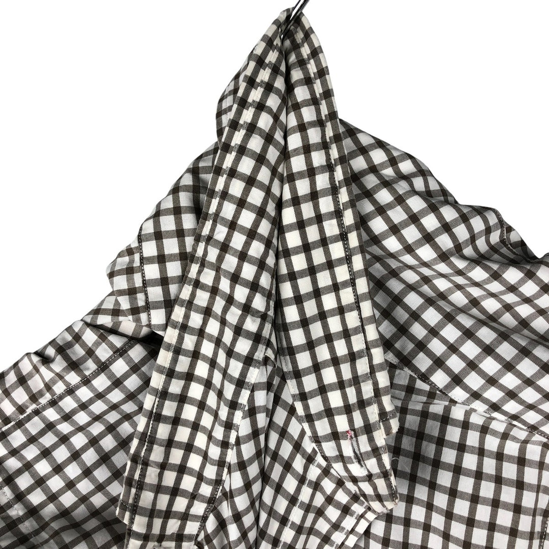 Ralph Lauren POLO by Ralph Lauren ESTATE gingham check wide collar long sleeve check shirt, men's size M cotton brown type Vintage Second Hand