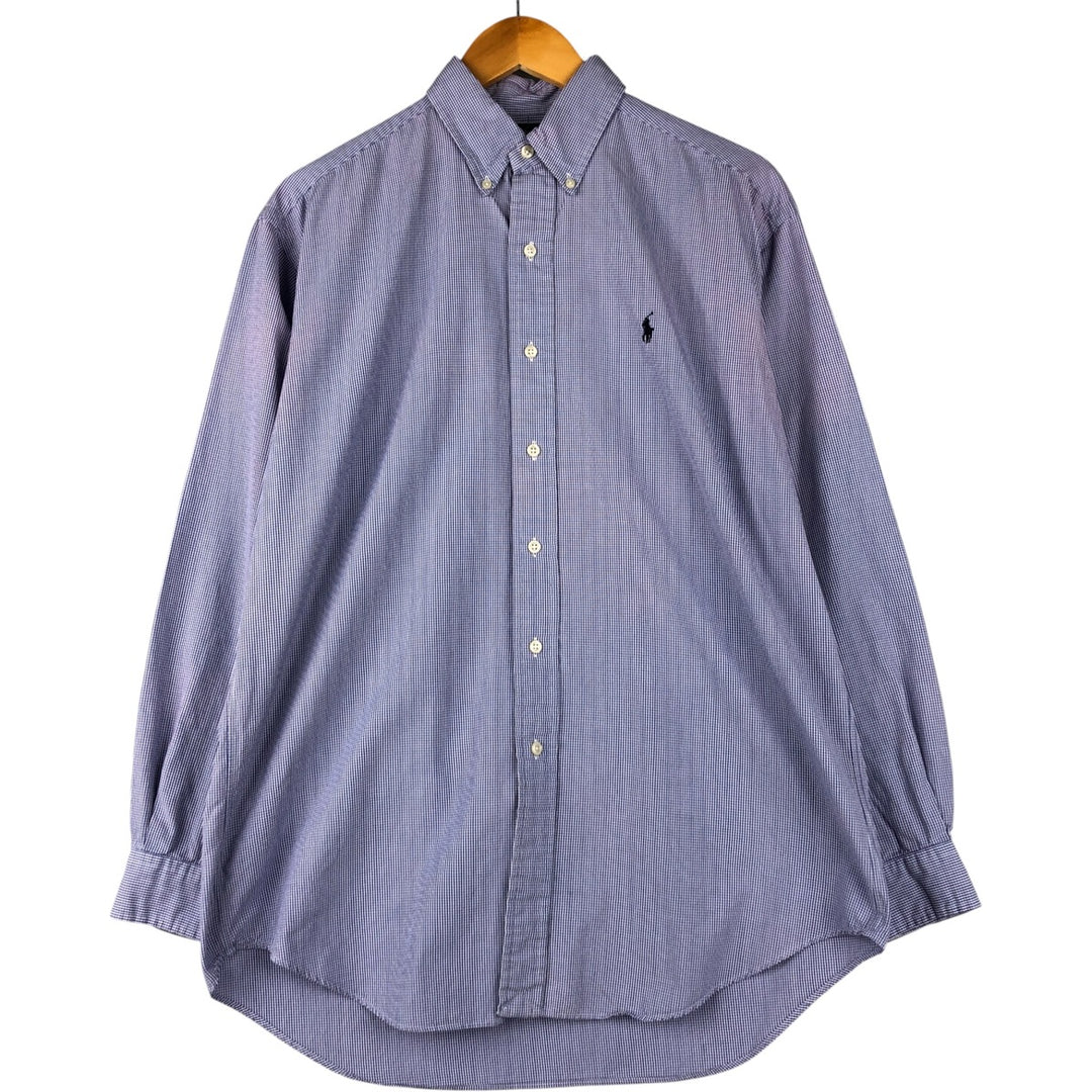Ralph Lauren BLAKE Gingham Check Long Sleeve Button-Down Check Shirt Men's M cotton white type Vintage Second Hand