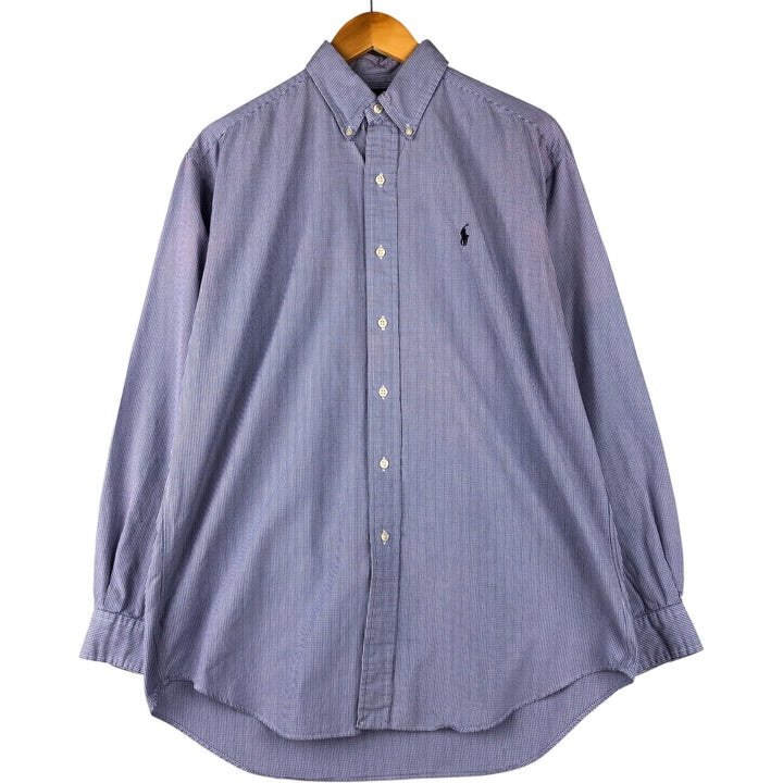 Ralph Lauren BLAKE Gingham Check Long Sleeve Button-Down Check Shirt Men's M cotton white type Vintage Second Hand