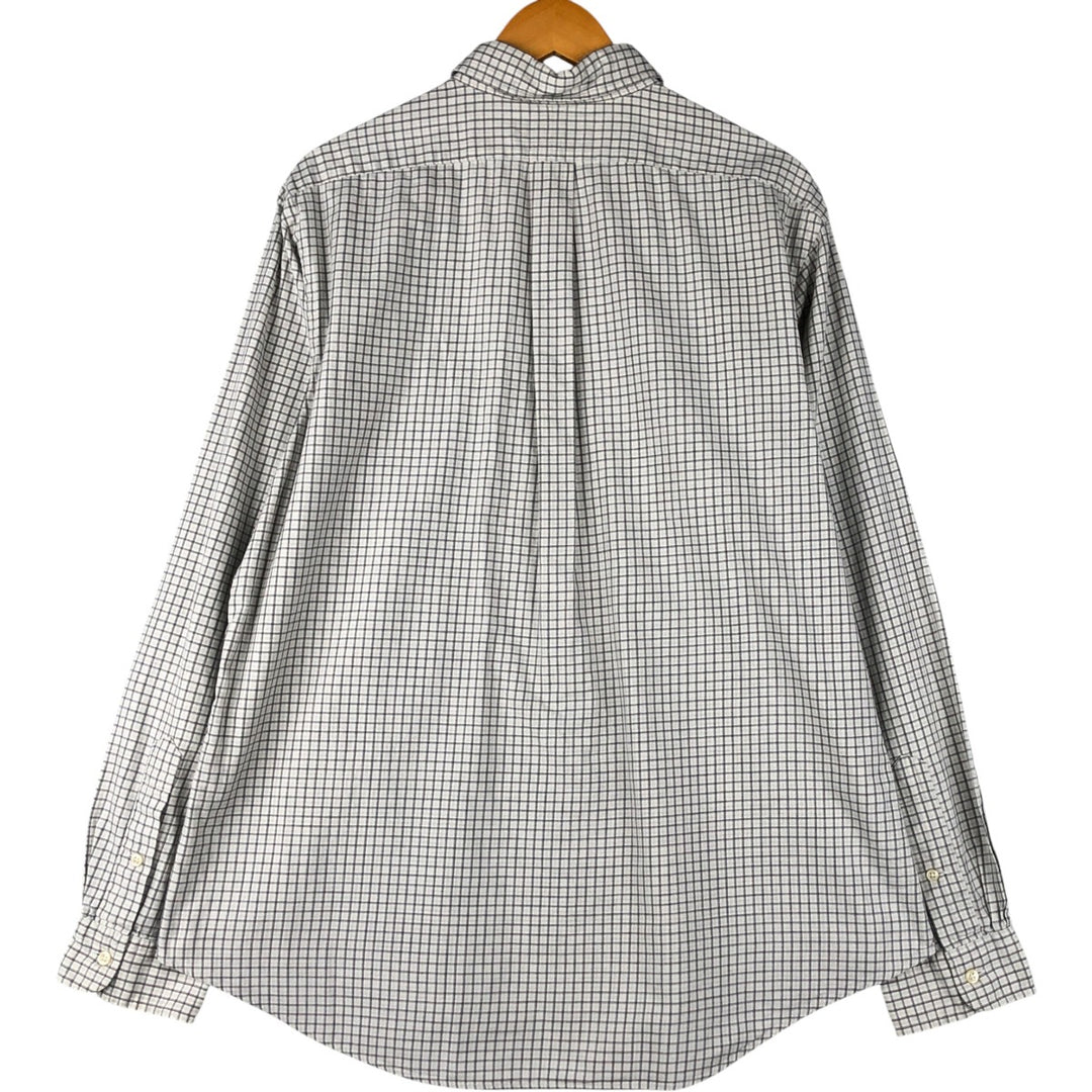 Ralph Lauren CUSTOM FIT long sleeve button down check shirt men's XL size cotton pale white type Vintage Second Hand
