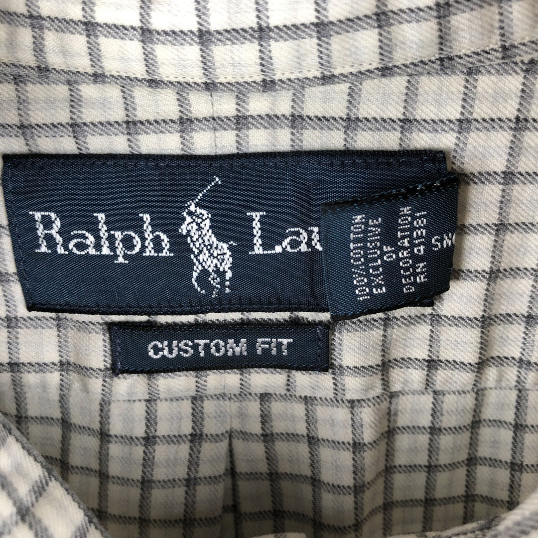 Ralph Lauren CUSTOM FIT long sleeve button down check shirt men's XL size cotton pale white type Vintage Second Hand