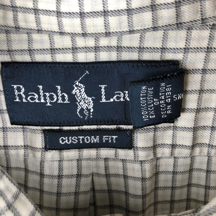Ralph Lauren CUSTOM FIT long sleeve button down check shirt men's XL size cotton pale white type Vintage Second Hand
