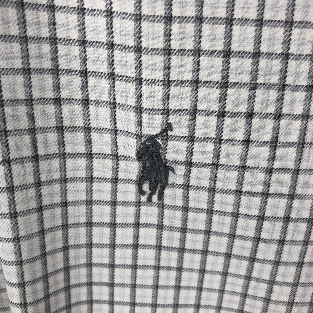 Ralph Lauren CUSTOM FIT long sleeve button down check shirt men's XL size cotton pale white type Vintage Second Hand