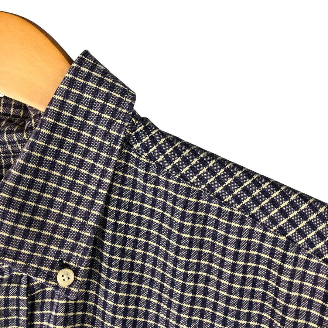 Ralph Lauren CUSTOM FIT long sleeve button down check shirt, men's size L cotton purple type Vintage Second Hand