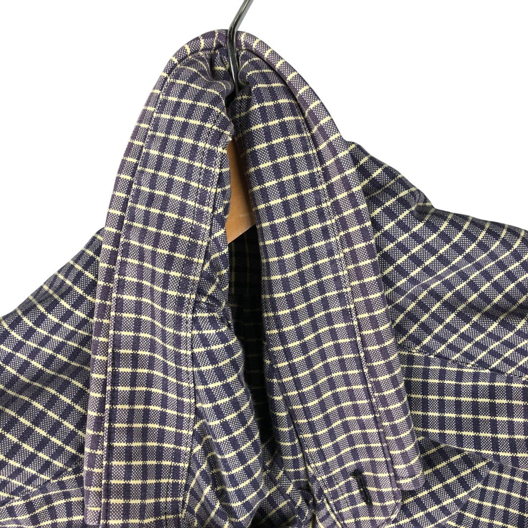 Ralph Lauren CUSTOM FIT long sleeve button down check shirt, men's size L cotton purple type Vintage Second Hand