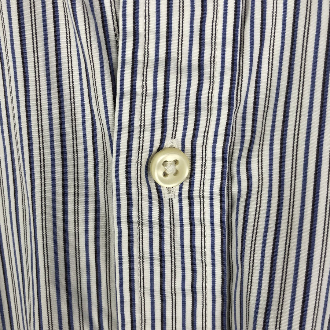 Ralph Lauren Slim Fit Long Sleeve Button-Down Striped Shirt, Men's Size Medium cotton white type Vintage Second Hand