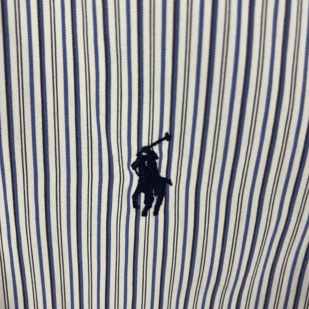 Ralph Lauren Slim Fit Long Sleeve Button-Down Striped Shirt, Men's Size Medium cotton white type Vintage Second Hand