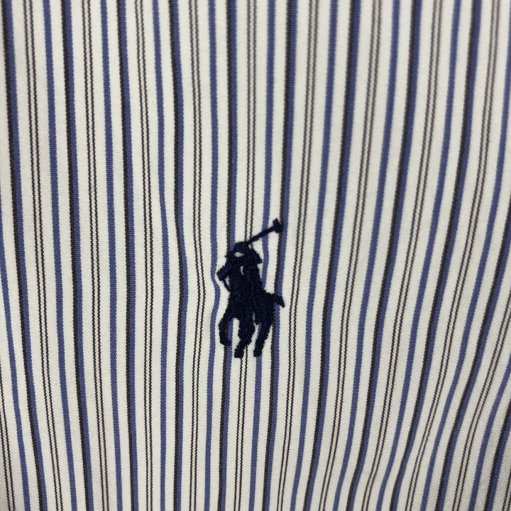 Ralph Lauren Slim Fit Long Sleeve Button-Down Striped Shirt, Men's Size Medium cotton white type Vintage Second Hand