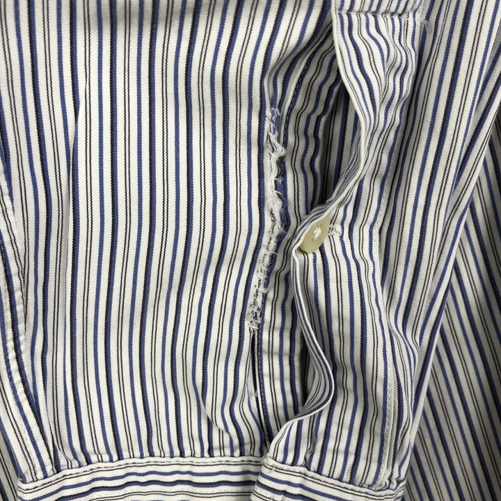 Ralph Lauren Slim Fit Long Sleeve Button-Down Striped Shirt, Men's Size Medium cotton white type Vintage Second Hand