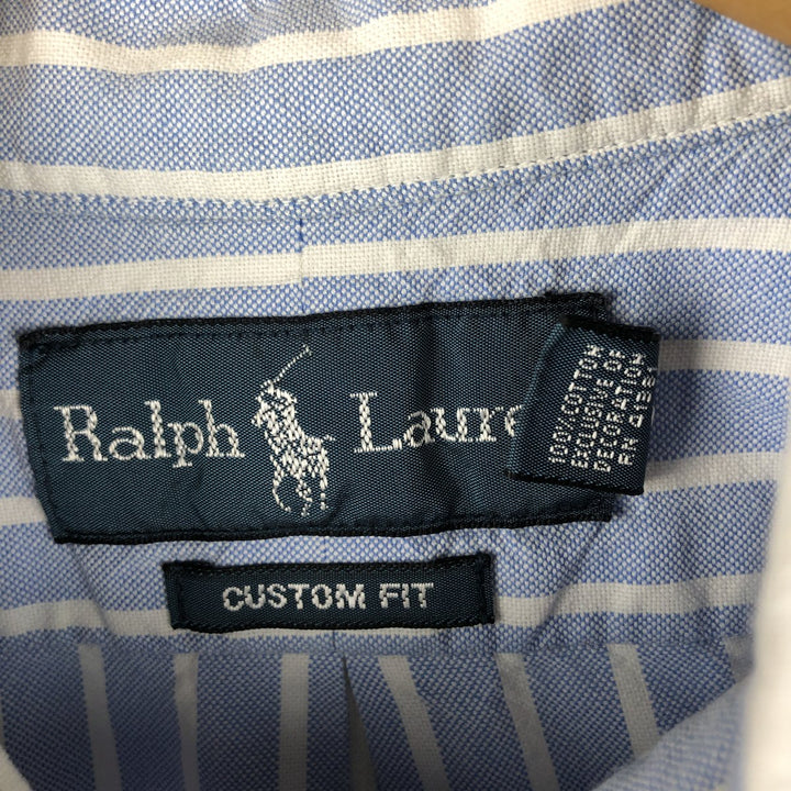 Ralph Lauren CUSTOM FIT long sleeve button down striped shirt men's size L cotton Blue type light blue Vintage Second Hand
