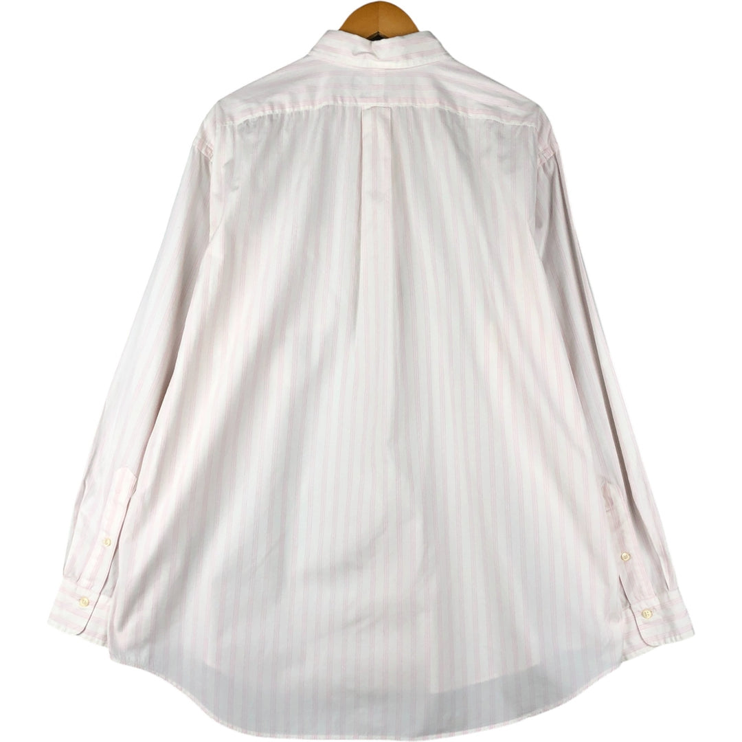 Ralph Lauren long sleeve button down striped shirt, men's XL size cotton pink type Vintage Second Hand