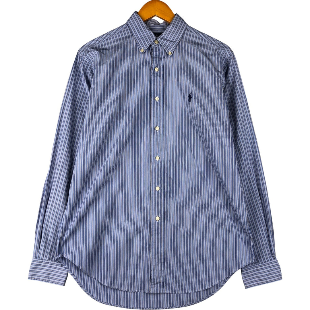 Ralph Lauren Classic Fit Long Sleeve Button Down Striped Shirt, Men's M cotton blue type Vintage Second Hand