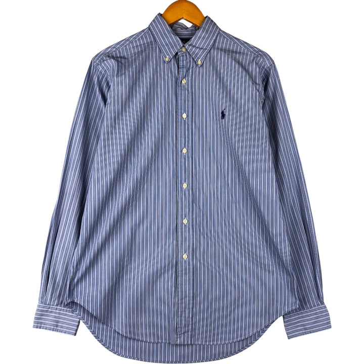 Ralph Lauren Classic Fit Long Sleeve Button Down Striped Shirt, Men's M cotton blue type Vintage Second Hand