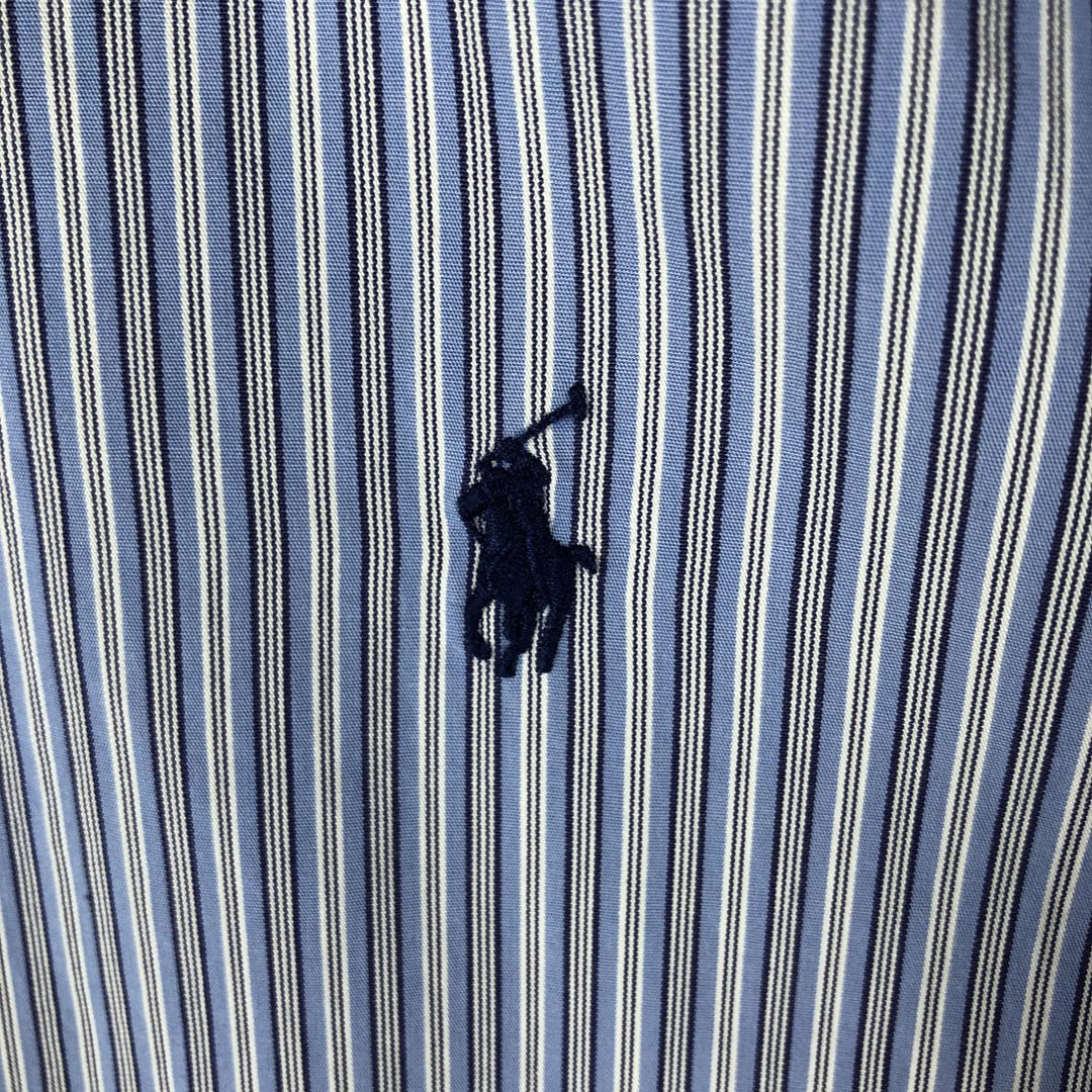 Ralph Lauren Classic Fit Long Sleeve Button Down Striped Shirt, Men's M cotton blue type Vintage Second Hand