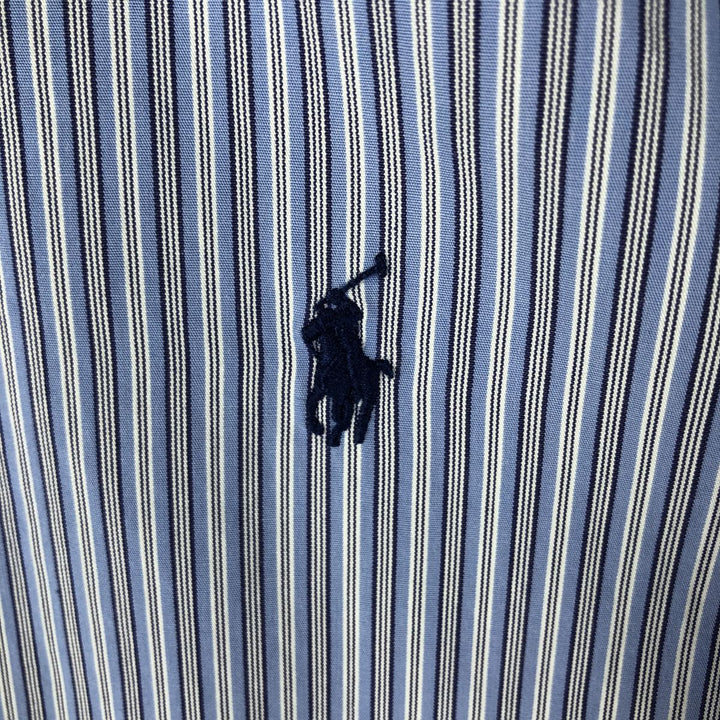 Ralph Lauren Classic Fit Long Sleeve Button Down Striped Shirt, Men's M cotton blue type Vintage Second Hand