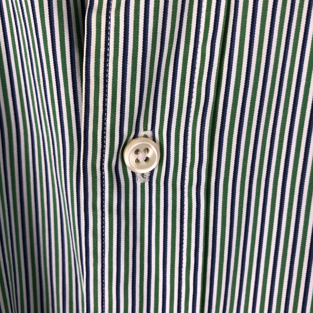 POLO by Ralph Lauren REGENT CLASSIC FIT long-sleeved wide-collar striped shirt, men's size XL cotton navy blue type Vintage Second Hand