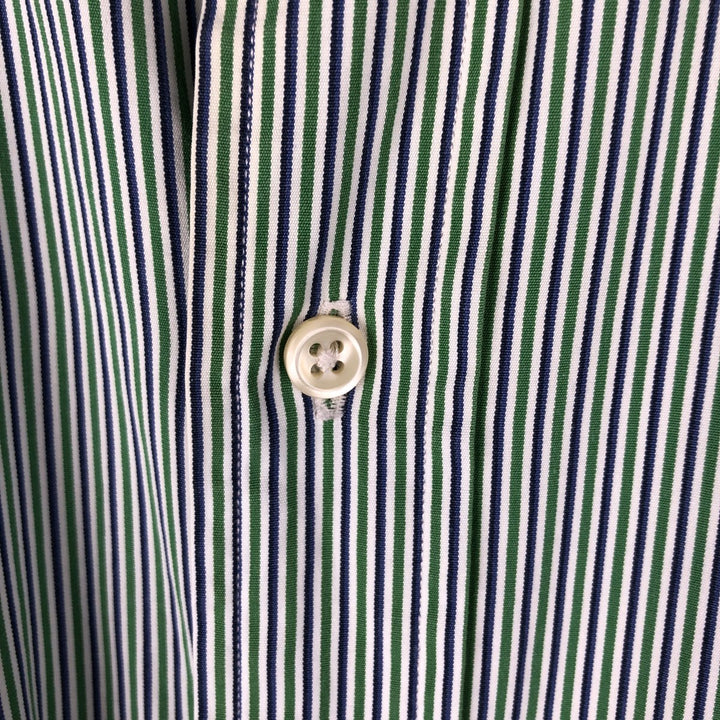 POLO by Ralph Lauren REGENT CLASSIC FIT long-sleeved wide-collar striped shirt, men's size XL cotton navy blue type Vintage Second Hand