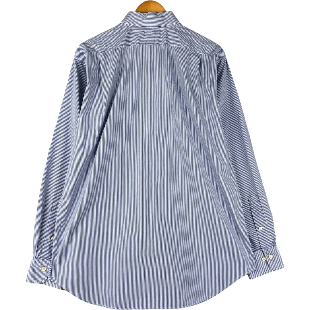 Ralph Lauren POLO by Ralph Lauren REGENT CLASSIC FIT long-sleeved wide-collar striped shirt, men's size L cotton blue type Vintage Second Hand
