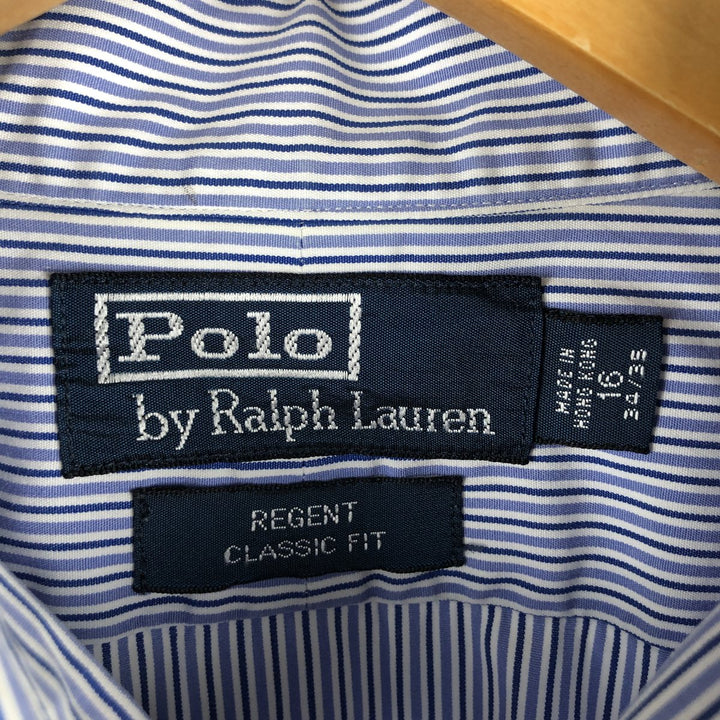 Ralph Lauren POLO by Ralph Lauren REGENT CLASSIC FIT long-sleeved wide-collar striped shirt, men's size L cotton blue type Vintage Second Hand