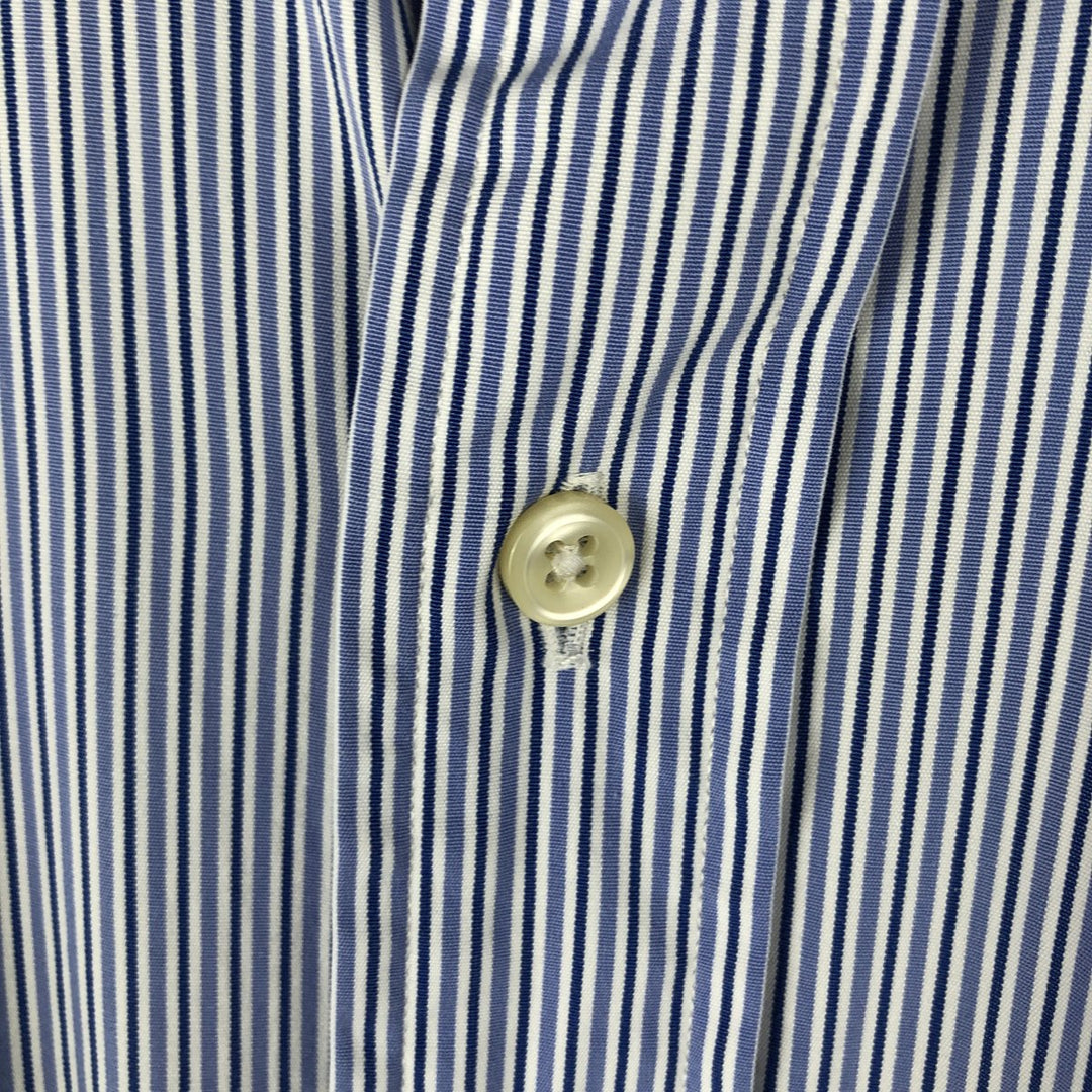 Ralph Lauren POLO by Ralph Lauren REGENT CLASSIC FIT long-sleeved wide-collar striped shirt, men's size L cotton blue type Vintage Second Hand