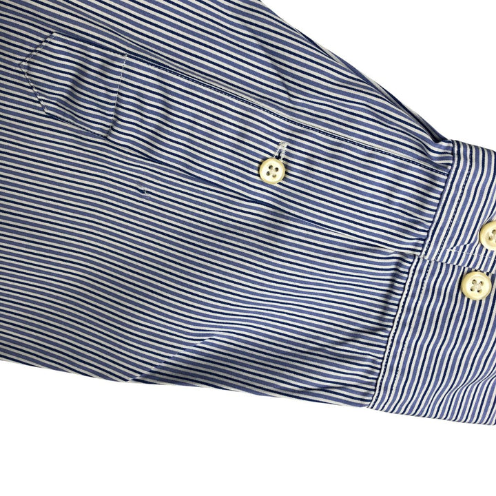 Ralph Lauren POLO by Ralph Lauren REGENT CLASSIC FIT long-sleeved wide-collar striped shirt, men's size L cotton blue type Vintage Second Hand