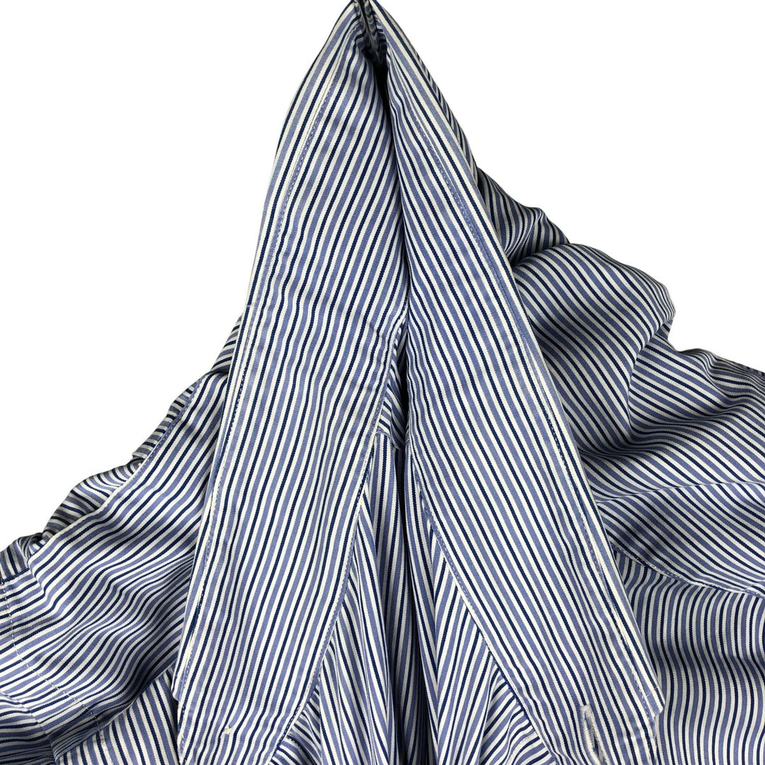 Ralph Lauren POLO by Ralph Lauren REGENT CLASSIC FIT long-sleeved wide-collar striped shirt, men's size L cotton blue type Vintage Second Hand