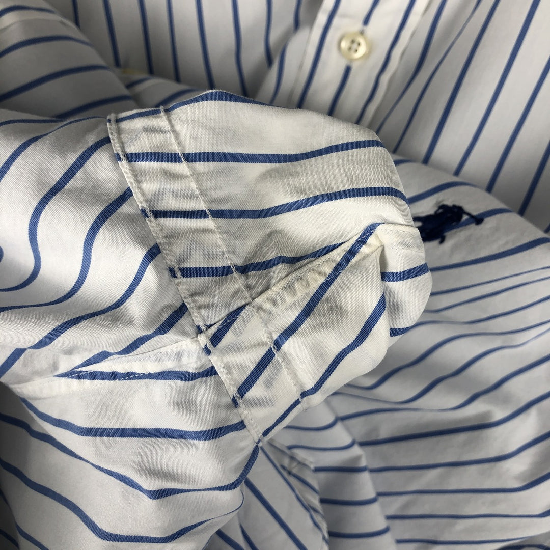 Ralph Lauren YARMOUTH Long Sleeve Button-Down Striped Shirt, Size 16, 1 cotton white type Vintage Second Hand
