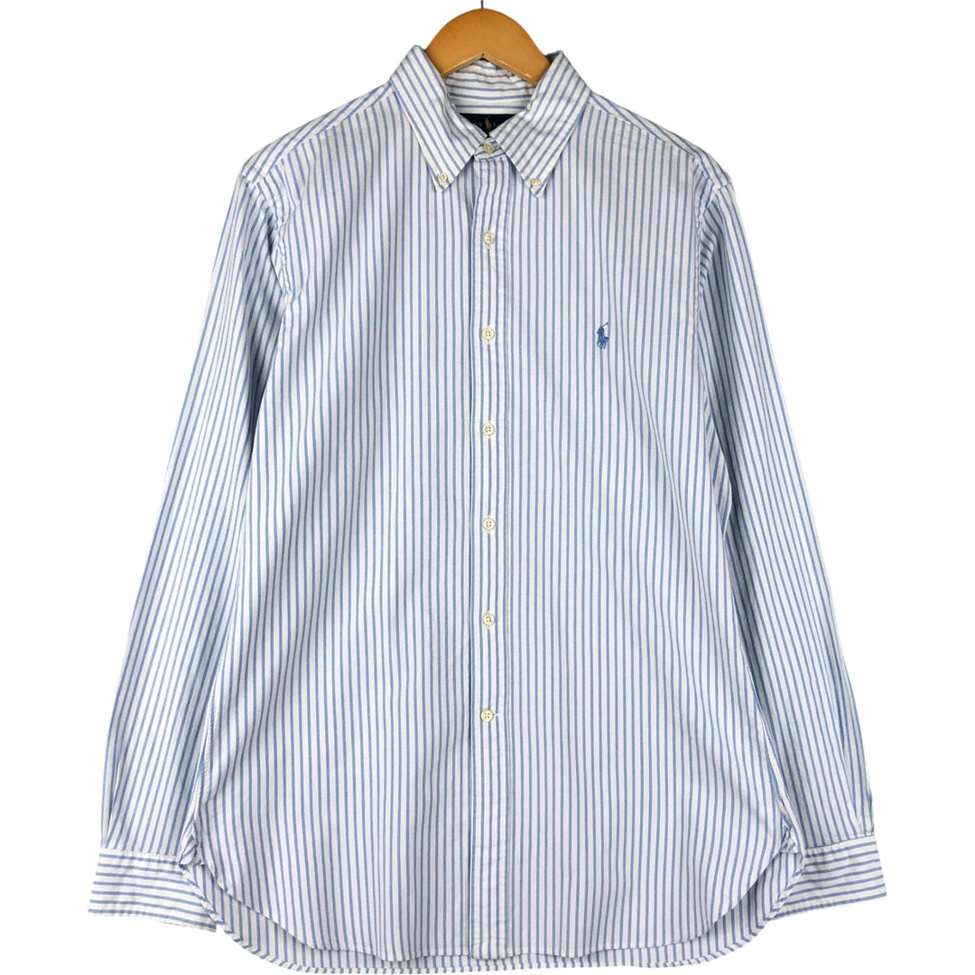 Ralph Lauren long sleeve button down striped shirt, men's size L cotton Blue type light blue Vintage Second Hand