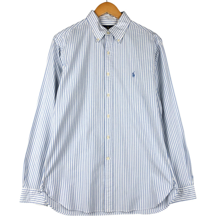 Ralph Lauren long sleeve button down striped shirt, men's size L cotton Blue type light blue Vintage Second Hand