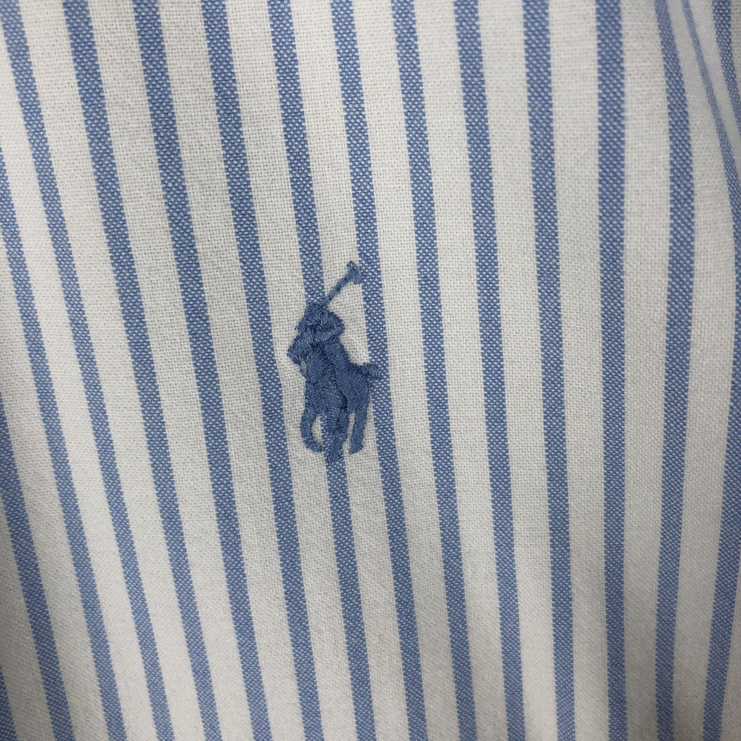 Ralph Lauren long sleeve button down striped shirt, men's size L cotton Blue type light blue Vintage Second Hand