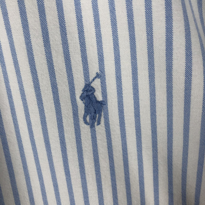 Ralph Lauren long sleeve button down striped shirt, men's size L cotton Blue type light blue Vintage Second Hand