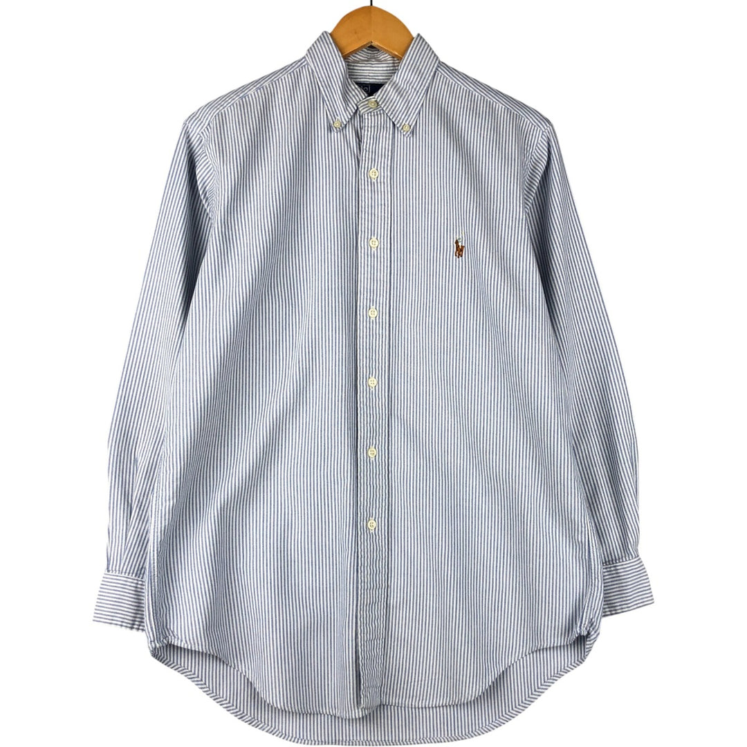 Ralph Lauren POLO by Ralph Lauren long-sleeved button-down striped shirt, made in Canada, men's size M cotton blue type Vintage Second Hand