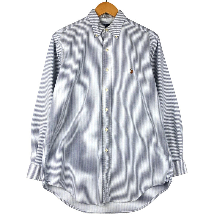 Ralph Lauren POLO by Ralph Lauren long-sleeved button-down striped shirt, made in Canada, men's size M cotton blue type Vintage Second Hand