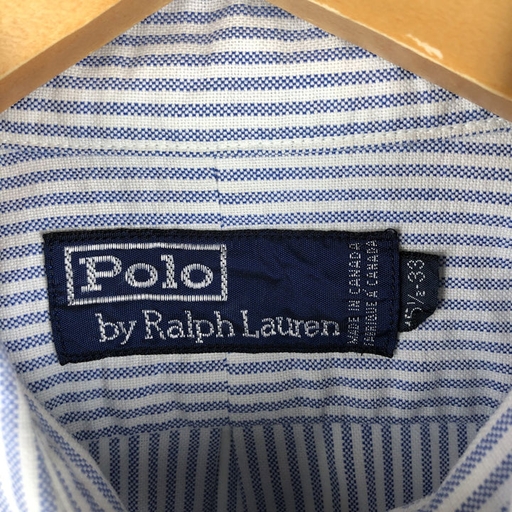 Ralph Lauren POLO by Ralph Lauren long-sleeved button-down striped shirt, made in Canada, men's size M cotton blue type Vintage Second Hand